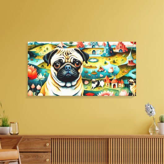 Pug In The Garden of Earthly Delights キャンバスプリント (インサイチュ (リビング))