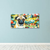 Pug In The Garden of Earthly Delights キャンバスプリント (インサイチュ (ウッドフロア))