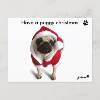 Pug Jolene kerstkaarten シーズンポストカード