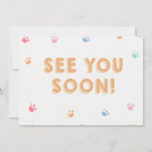 Pug Lets犬のパウィティ子犬の誕生日ピンク写真 招待状 (裏面)