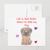 Pug Lifeはちょうど良いポストカード ポストカード (正面/裏面)