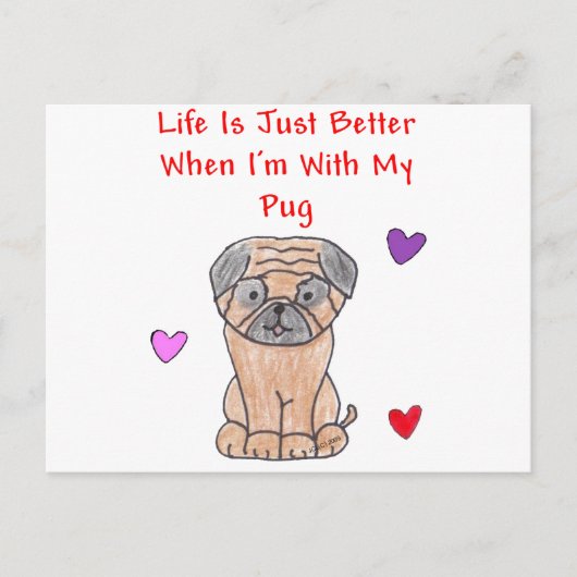 Pug Lifeはちょうど良いポストカード ポストカード (正面)