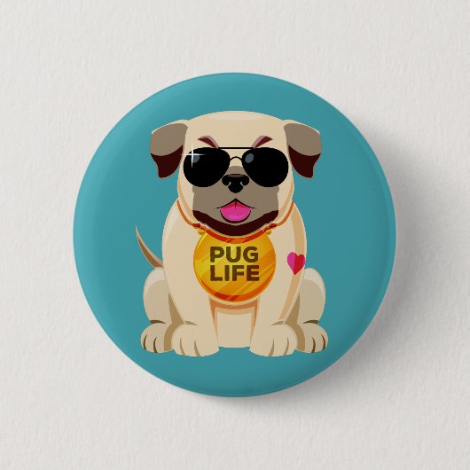 Pug Lifeボタン 缶バッジ (正面)