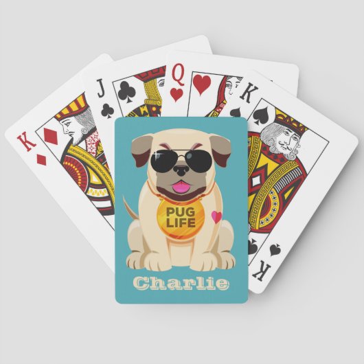 Pug Life名前をカスタムするとカ遊ラーカード トランプ (裏面)