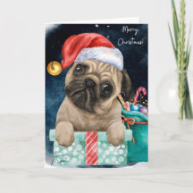 Pug Life Christmas 5x7グリーティングカード