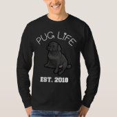 Pug Life - Established 2018 - Black Pug Fitted Sco Tシャツ (正面)