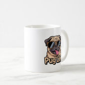 Pug Life Funny Pug Sunglasses Coffee Mug Pug Lover コーヒーマグカップ (正面右)