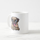 Pug Life Funny Pug Sunglasses Coffee Mug Pug Lover コーヒーマグカップ (正面左)