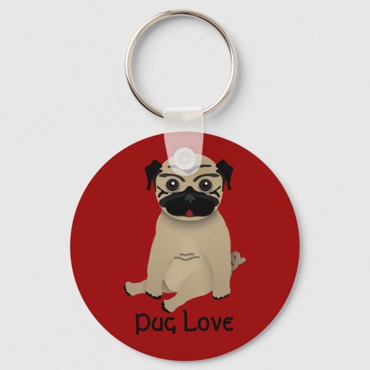 Pug Loveキーチェーン キーホルダー (正面)