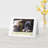 Pug Love Noteカード カード (黄色い花)