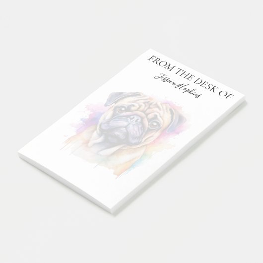 Pug Lover Monogrammed Dog ポストイット (アングル)