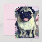 Pug Me - Happy Pug ポストカード (正面/裏面)