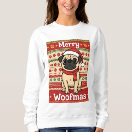 Pug Merry Woofmas スウェットシャツ