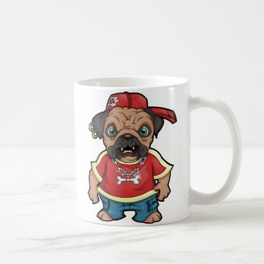 Pug Mgs -パーソナライズされた自分の文字を追加 コーヒーマグカップ (右)