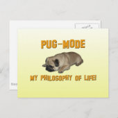 Pug Mode – 私の人生の哲学 – Pug Postages ポストカード (正面/裏面)