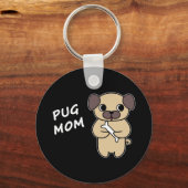 PUG MOM – 黒 キーホルダー (正面)