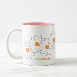 Pug Mug (White&Grayの花)女性 ツートーンマグカップ