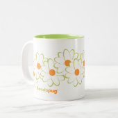 Pug Mug (White&Greenの花)女性 ツートーンマグカップ (正面左)