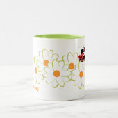Pug Mug (White&Greenの花)女性 ツートーンマグカップ (中央)