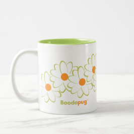 Pug Mug (White&Greenの花)女性 ツートーンマグカップ