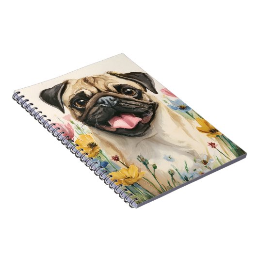 Pug Notebook – Watercolor ノートブック (右側)