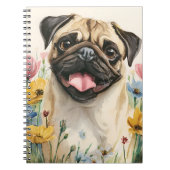 Pug Notebook – Watercolor ノートブック (正面)