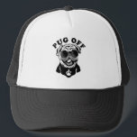 Pug Off | Funny Pun Humor For Pug Lovers キャップ<br><div class="desc">Pug Off! This adorable illustration features a cute pug dog rocking a pair of sunglasses and a t-shirt with a sassy dog paw giving the middle finger. This design is perfect for anyone who loves their pug dog and wants to show their rebellious side. Whether you're a proud pug owner...</div>