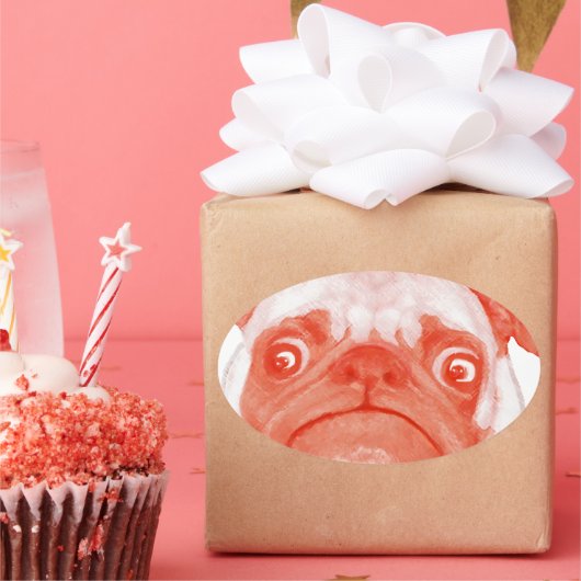 PUG_orange3.png 楕円形シール (パーティー)