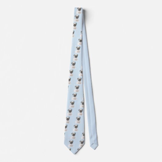 Pug Painting - Cute Original Dog Art ネクタイ (正面)