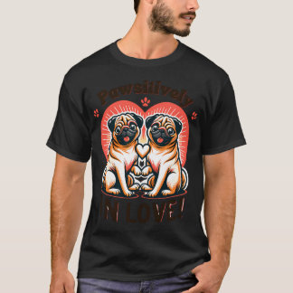 Pug Pair Perfection - Pawsitively in Love Illustra Tシャツ