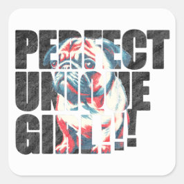 PUG-PERFECT UNIQUE GIRL-black スクエアシール