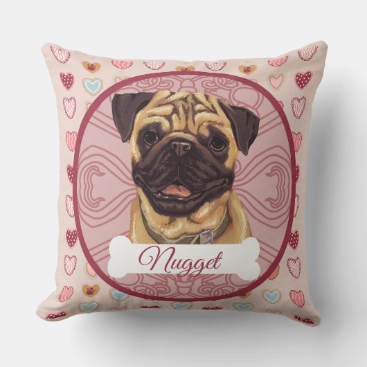 Pug Personalize Valentine Pillow クッション (正面)