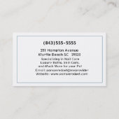 Pug Petトリマー/Vet/Sitters名刺 名刺 (裏面)