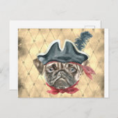 Pug Pirateはがきを黒く塗る ポストカード (正面/裏面)