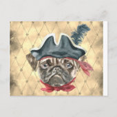 Pug Pirateはがきを黒く塗る ポストカード (正面)