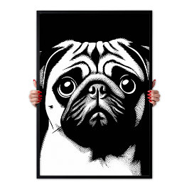 Pug Pop Art White & Black Fun Chic Aesthetic ポスター