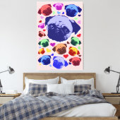 Pug Puppy Dog PopArt Retro Style キャンバスプリント (インサイチュ (寝室))