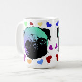 Pug Puppy Dog PopArt Retro Style コーヒーマグカップ (正面左)