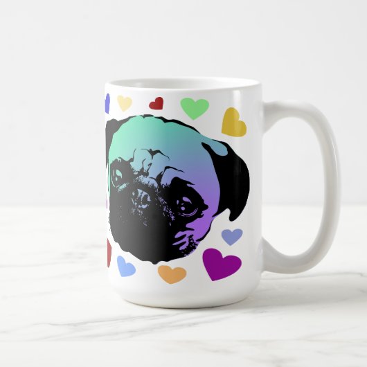 Pug Puppy Dog PopArt Retro Style コーヒーマグカップ (右)