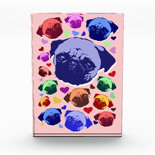 Pug Puppy Dog PopArt Retro Style フォトブロック (正面)