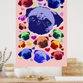 Pug Puppy Dog PopArt Retro Style ポスター (キッチン)