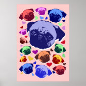 Pug Puppy Dog PopArt Retro Style ポスター (正面)