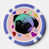 Pug Puppy Dog PopArt Retro Style ポーカーチップ (裏面)