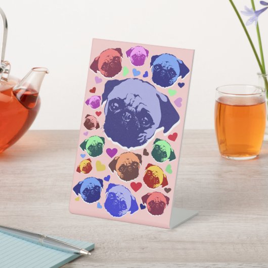 Pug Puppy Dog PopArt Retro Style 台座サイン (インサイチュ)