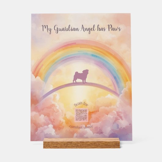 Pug Rainbow Bridge Acrylic Memorial Sign – Music アクリルサイン (正面)