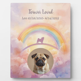 Pug Rainbow Bridge Memorial Plaque Watercolor Pet フォトプラーク