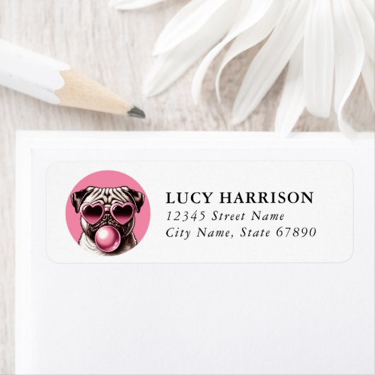 Pug Return Address Labels ラベル (インサイチュ)