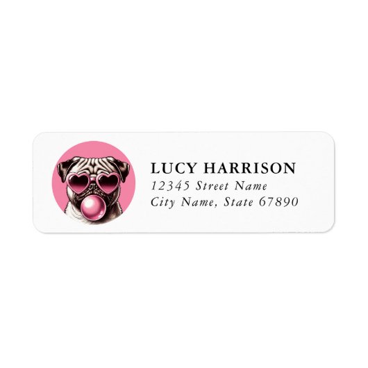 Pug Return Address Labels ラベル (正面)