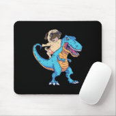 Pug Riding T-rex Surfing Dinosaur Funny Dog Lover  マウスパッド (マウス)