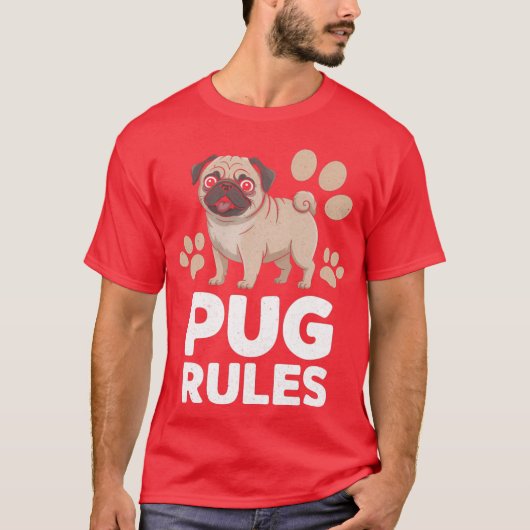 Pug Rules Dograiner Pet Breeder Pup Owner Puppy Lo Tシャツ (正面)